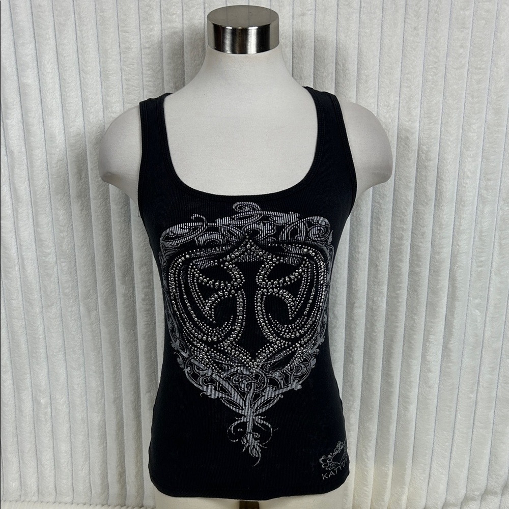 Y2K KATYDID black cross bling Moto biker grunge, tank top M